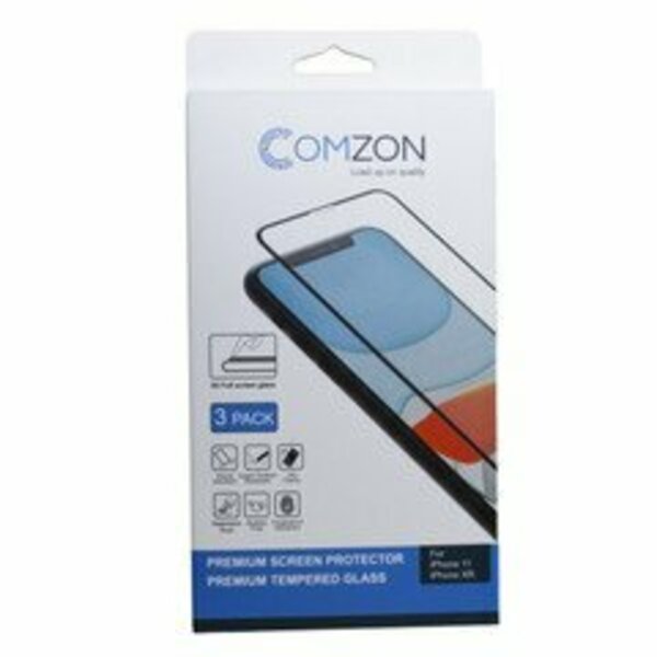 Swe-Tech 3C Comzon temp Glass Screen Protector for Apple iPhone 11/XR, 3D Resin Glass, full screen coverage, 3PK FWTC2010